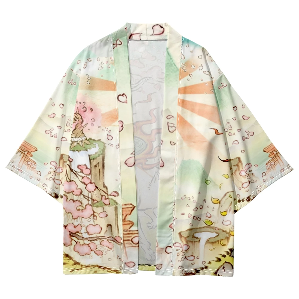 Japonski Slog Anime Fox Tiskanja Tradicionalnih Kimono Ženske Moški Yukata Jopico Srajce Cosplay Haori Prevelik Ulične Vrhovi