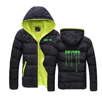 DEVOPS - real definicija DEVOPS 2023 Mens Pozimi novo Toplo Coats Hooded Zgosti Barva Bombaž-oblazinjeni jakno