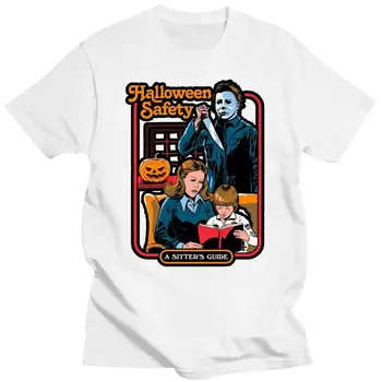 Mens Oblačila Halloween Varnost Michael Myers Sestra ' s Guide Smešno Črni T-Shirt S-3Xl Prilagodite Tee Majica