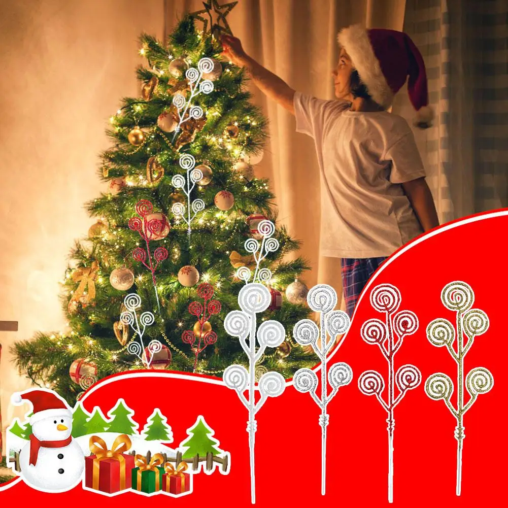 10 Kos Božič Bleščice Jagode Izhaja Umetno Božično Izbor Za Xmas Tree Okraski 10.2*2.8 DIY Stranka Venec Doma U1G3