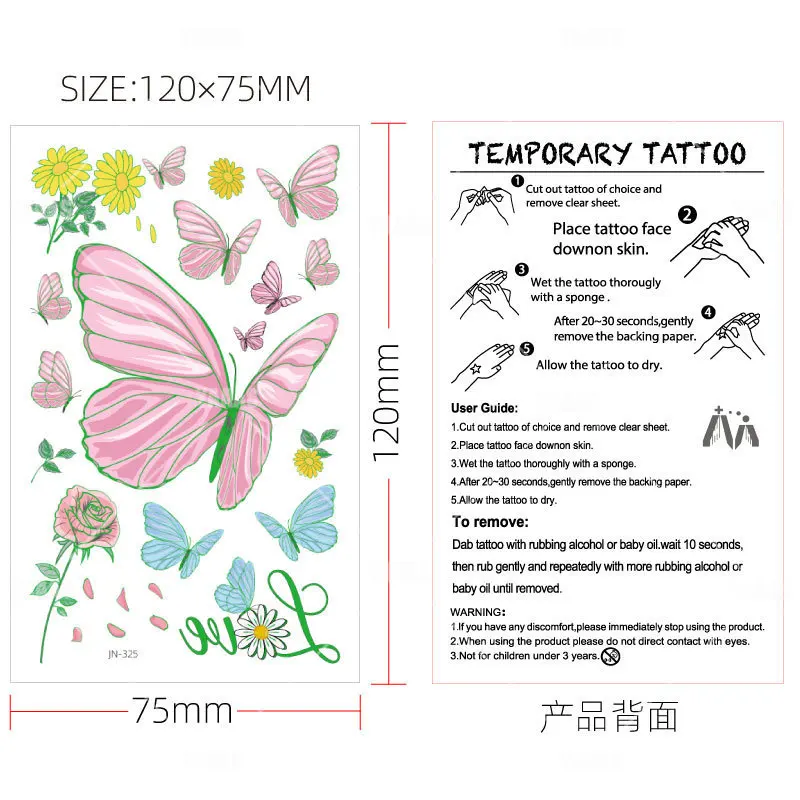 14Pcs/Veliko Svetilnostjo Tatoo Obraz Začasno Barve Metulj Tatoo Otrok Srčkan Tattoo Nalepke Telo Tatoo za Otroke