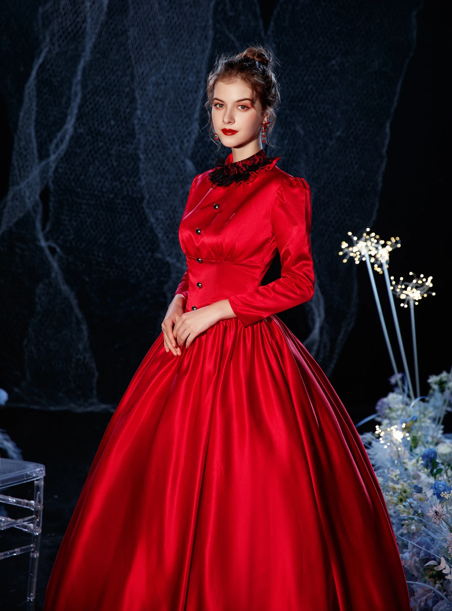 18. Stoletja Rokoko Rdeča, Royal Court Dress Vintage Retro Baročna Oblačila Renaissance Rokoko Marie Antoinette Kostum Prom Oblačenja