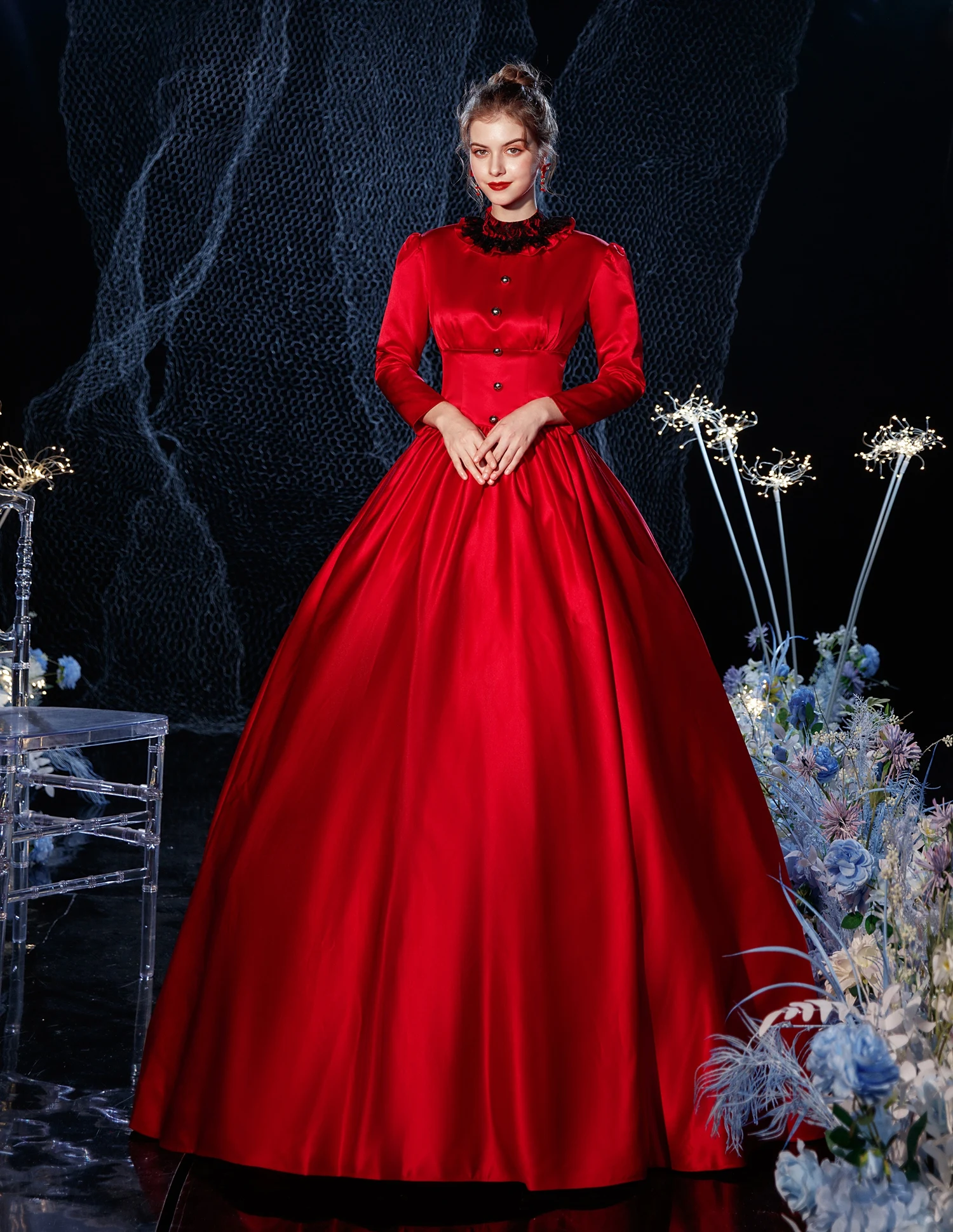 18. Stoletja Rokoko Rdeča, Royal Court Dress Vintage Retro Baročna Oblačila Renaissance Rokoko Marie Antoinette Kostum Prom Oblačenja