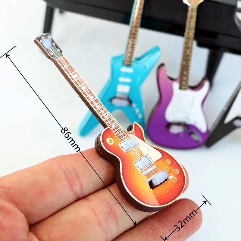 1pc Mini Kitara Simulacije Električna Kitara Model Glasbeni Instrument Domov Namizje Pohištvo Streljanje Rekviziti Obrti Lutka Hiša Dekor