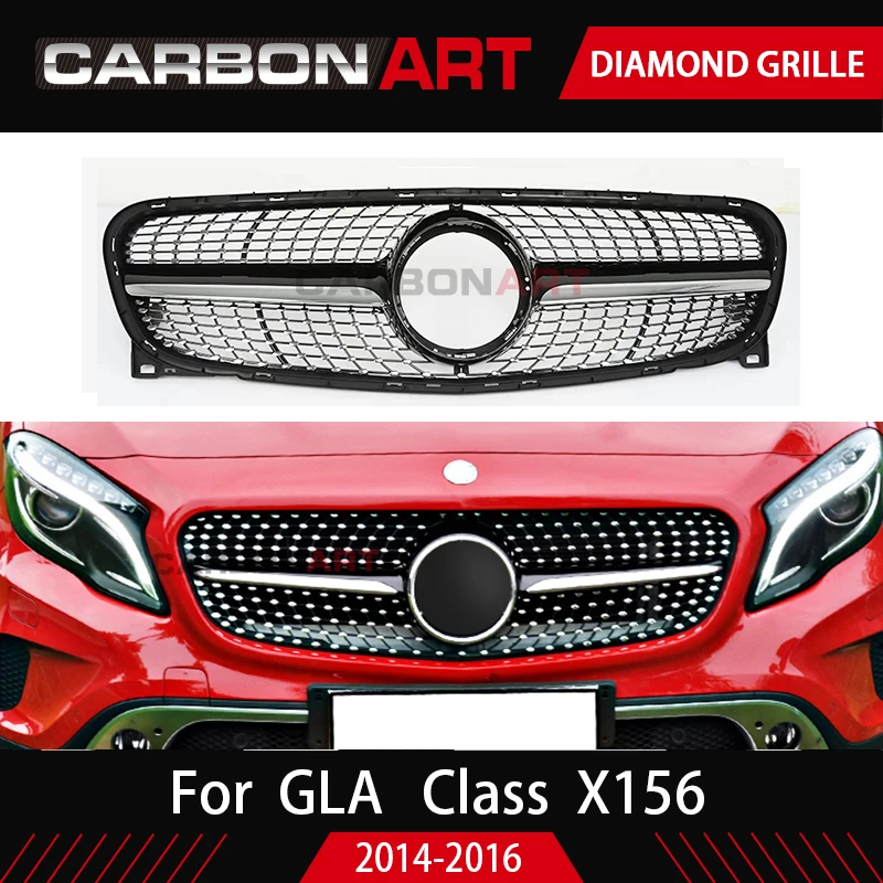 2014-2018 GLA X156 sprednji odbijač rešetka za merced Diamanta Črna ABS avto zamenjava sprednji očesa žar auto žar 2014-2016