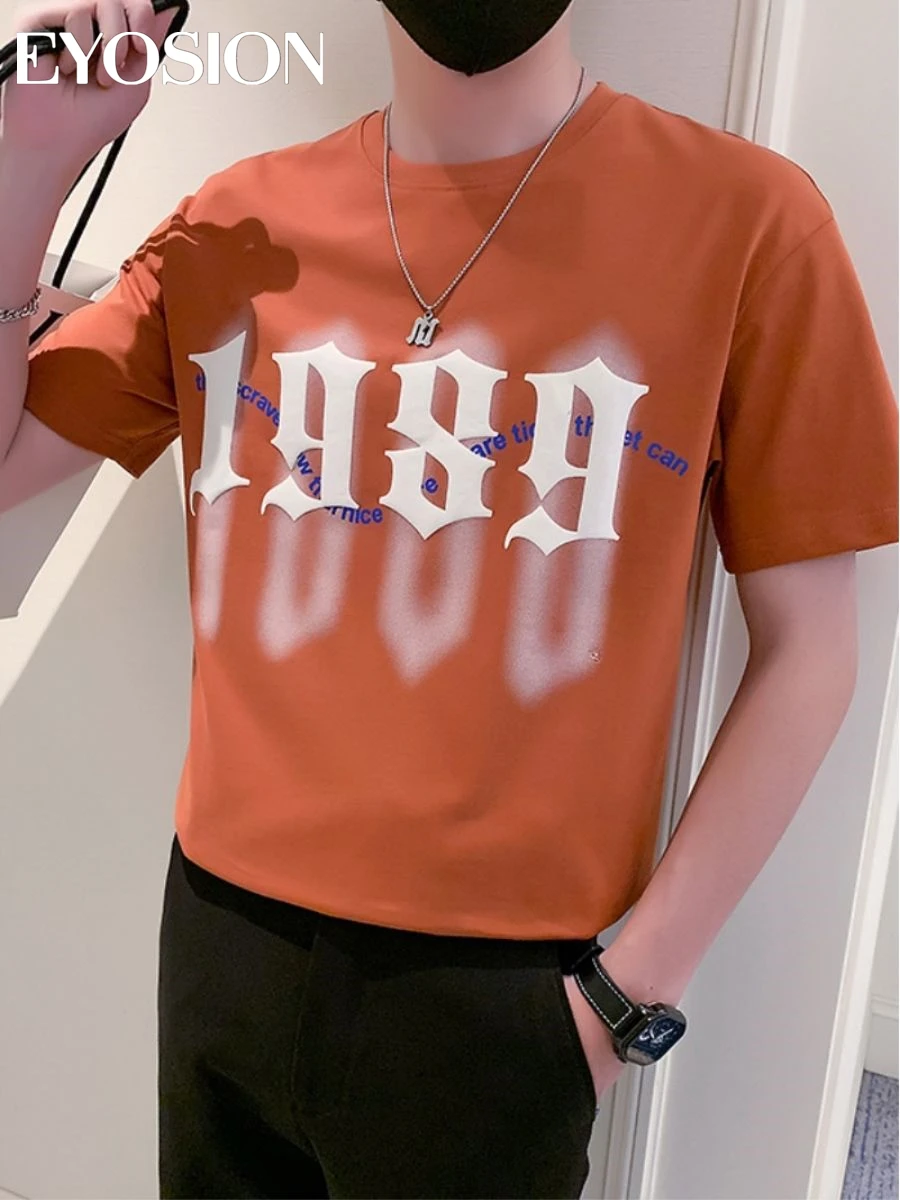 2023 Poletje T-shirt za Moške Kratke Rokav Krog Vratu Pismo Natisnjeno Moških Svoboden Ulične Čeden Moški Modni Tees Oblačila