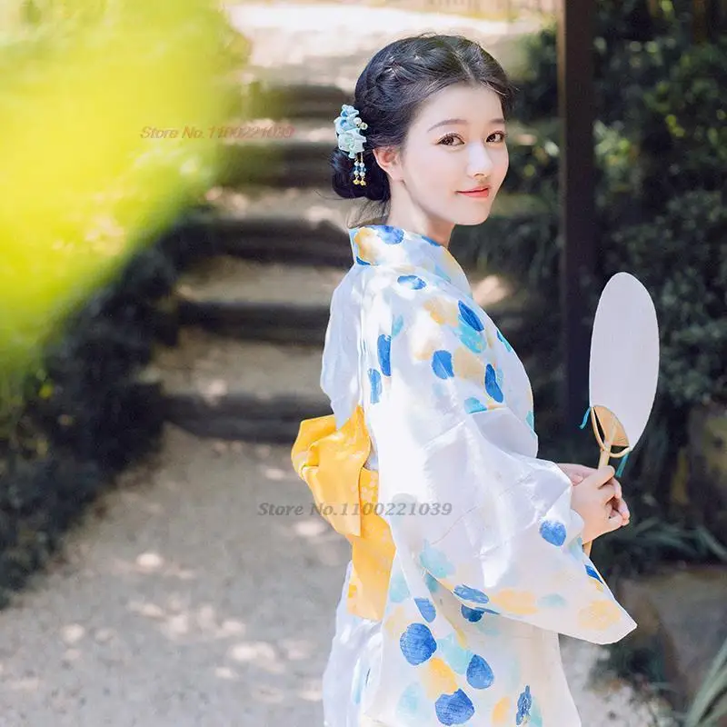2024 tradicionalnih japonskih žensk kimono obleko nacionalni cvet tiskanja stopnji uspešnosti obleko fotografija nositi kostum cosplay