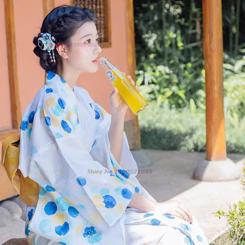 2024 tradicionalnih japonskih žensk kimono obleko nacionalni cvet tiskanja stopnji uspešnosti obleko fotografija nositi kostum cosplay