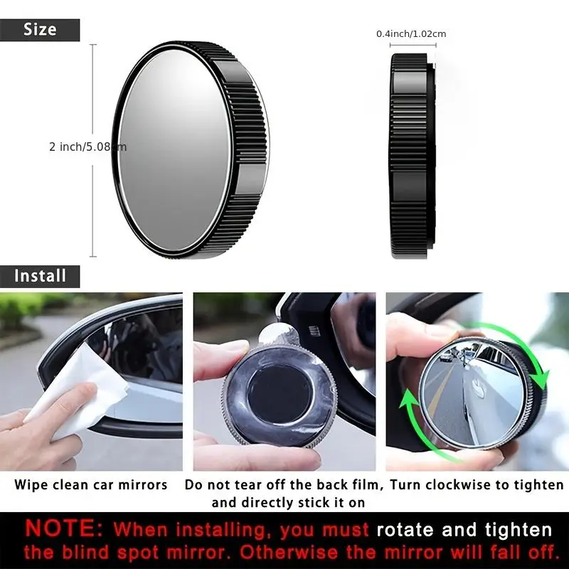 2pcs Avto Rearview Mirror Pomožne Blind Spot Ogledalo 360 Stopnja širokokotni Auto Krog Okvir Ogledala priseska