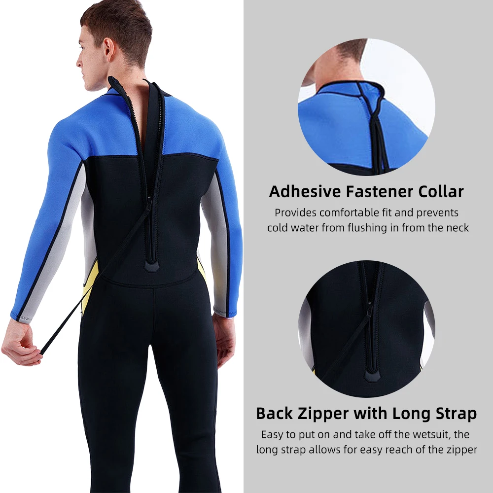 3 mm Neopren Obleka za Moške Nazaj Zip Flatlock Sešijejo za Celotno Telo, Potapljaške obleke za Potapljanje na vdih Deskanje, Potapljanje, Plavanje