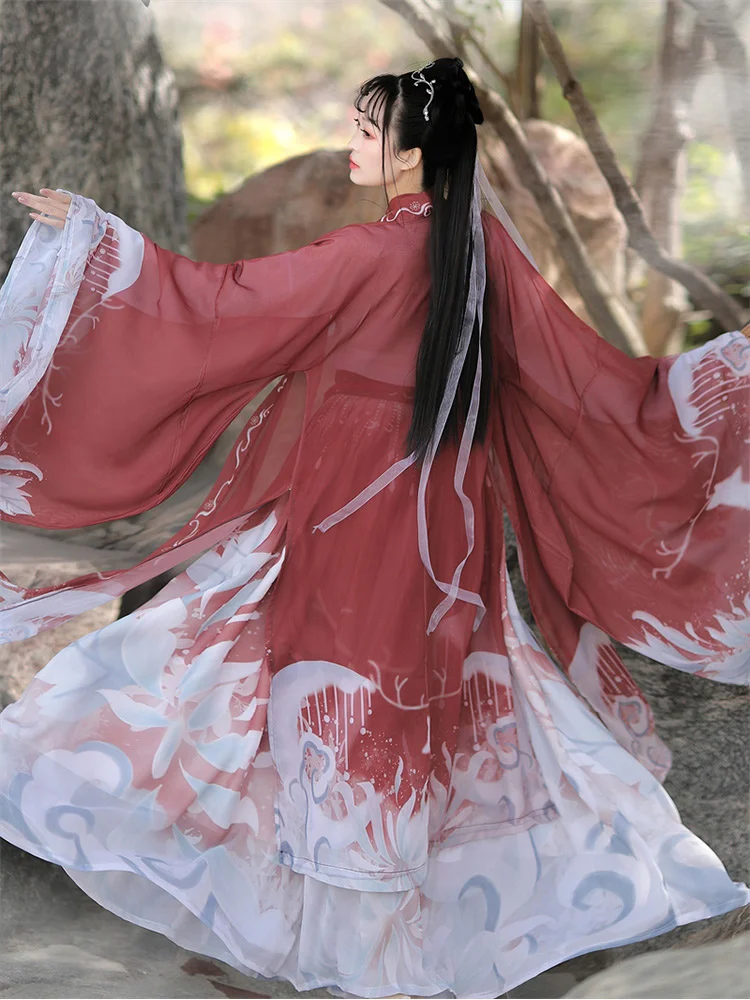 3Pcs/1set Hanfu Ženske Tradicionalno Kitajsko Fazi Ples Obleka Ženska Pravljice, Cosplay Kostum Hanfu Modra Rdeča Za Ženske