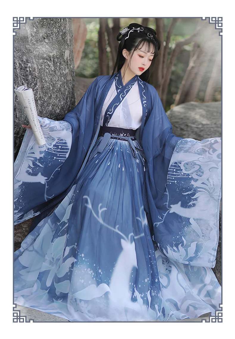 3Pcs/1set Hanfu Ženske Tradicionalno Kitajsko Fazi Ples Obleka Ženska Pravljice, Cosplay Kostum Hanfu Modra Rdeča Za Ženske