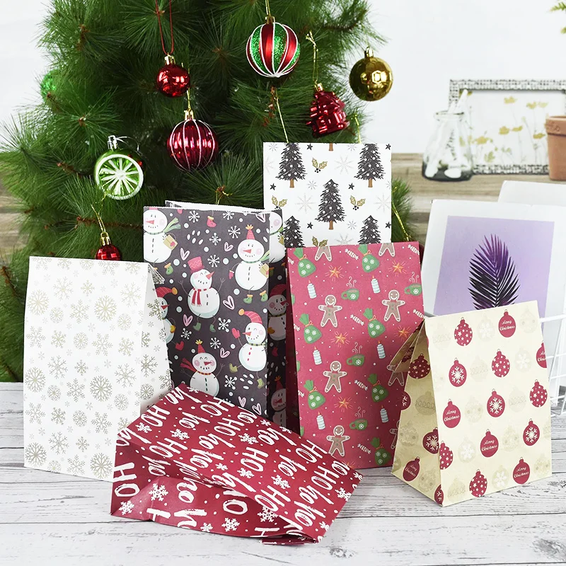 5Pcs Božič Papir Candy Bag Santa Claus Snwoman Christrmas Piškotek Darila Vrečke Pakiranje Navidad Novo Leto, Božič Stranka Dekoracijo