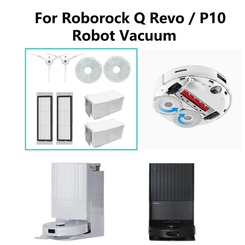 9PCS Rezervni Deli, Deli Kit Za Roborock Q Revo /Roborock P10 A7400RR Robot sesalnik Strani Brushe Filter Vrečke za Prah Mop Pad