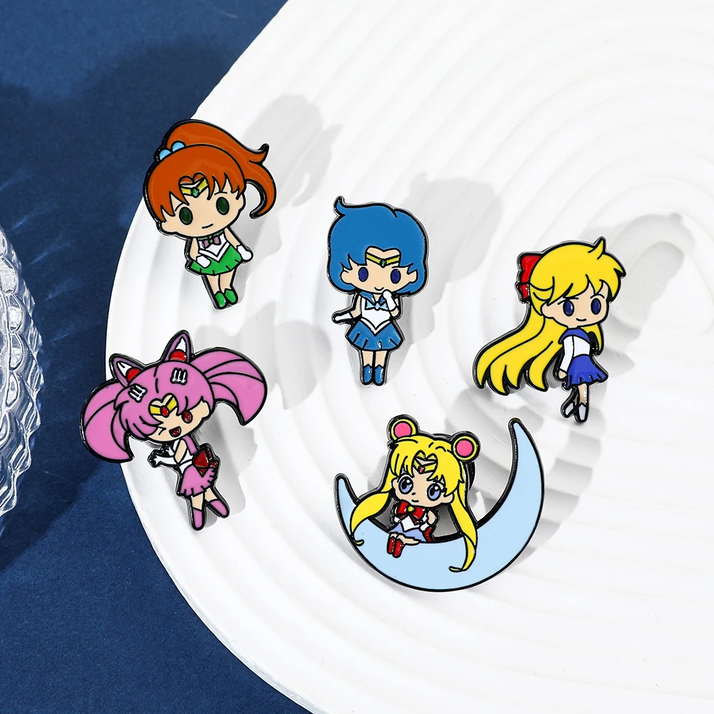 Anime Sailor Moon Broška Srčkan Risanka Slika Usagi Tsukino Kovinski Značko Emajl Pin Jakno, Kavbojke River Pin Nakit Dodatki