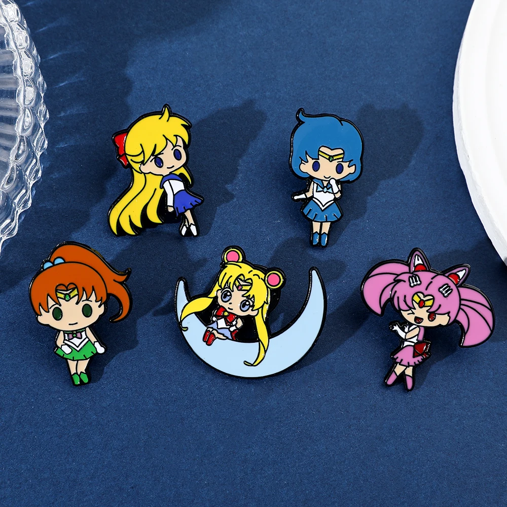 Anime Sailor Moon Broška Srčkan Risanka Slika Usagi Tsukino Kovinski Značko Emajl Pin Jakno, Kavbojke River Pin Nakit Dodatki