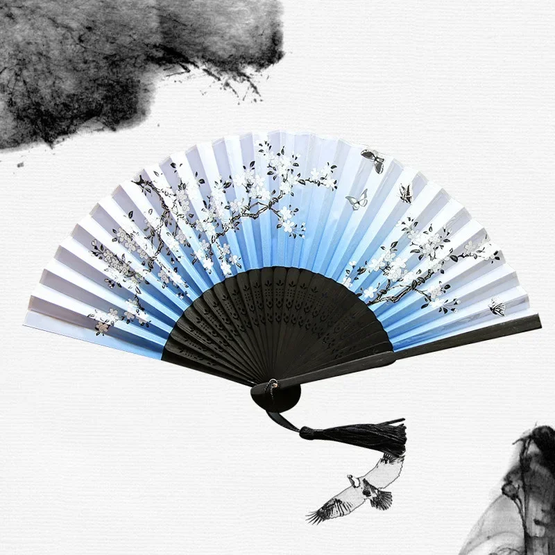 Bambusa In Svile Zložljive Za Ženske Ventilatorjev Ročno Zložljiva Svate Uokvirjena Kitajski Slog Dekorativni
