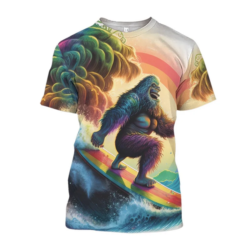 Bigfoot Moške 3D Tiskanje Majice Sasquatch Priložnostne Poletje Kratek Rokav T-Majice Za Moške, Ženske Letnik Graphic Tee Udobno Vrh