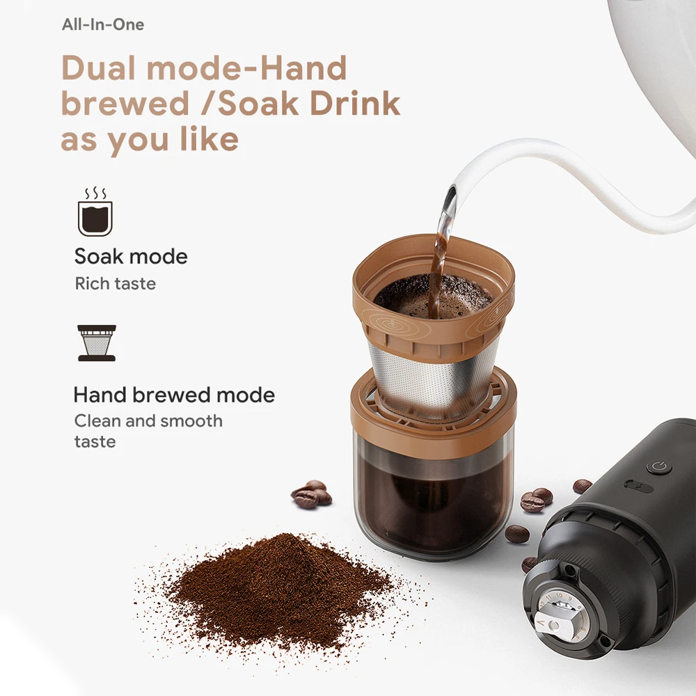 Električni Mlinček za Kavo 25 Prestav 24W Prenosni USB Polnilne Burr Mlin Coffee Bean Mlinček Jedro iz Nerjavečega Jekla, Ščetka za Čiščenje