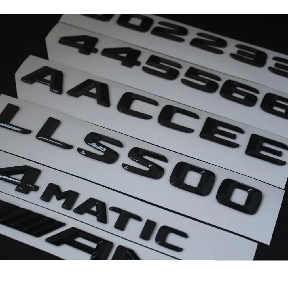 Gloss Black Trunk Črke Število Značko Emblemi za Mercedes Benz S63 AMG S300 S400L S500L S600L S500 S550 4MATIC