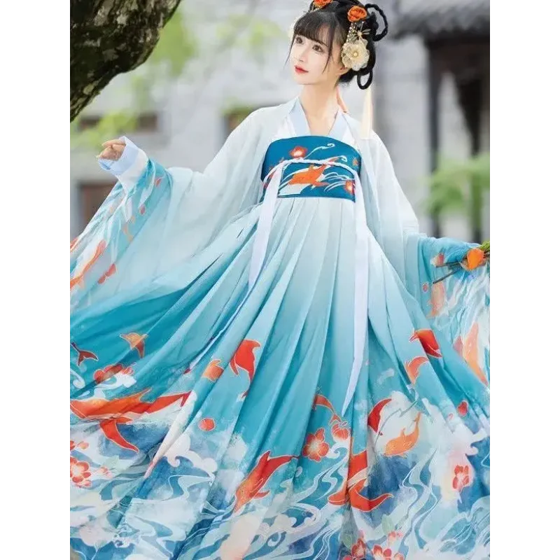 Hanfu Obleka Ženske Starodavne Kitajske Tradicionalne Vezenje Konj-obraz Krilo Ženske Pravljice, Cosplay Kostum Poletje Obleko za Ženske