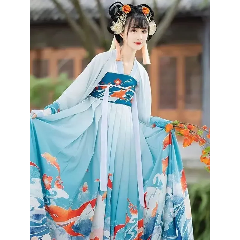 Hanfu Obleka Ženske Starodavne Kitajske Tradicionalne Vezenje Konj-obraz Krilo Ženske Pravljice, Cosplay Kostum Poletje Obleko za Ženske