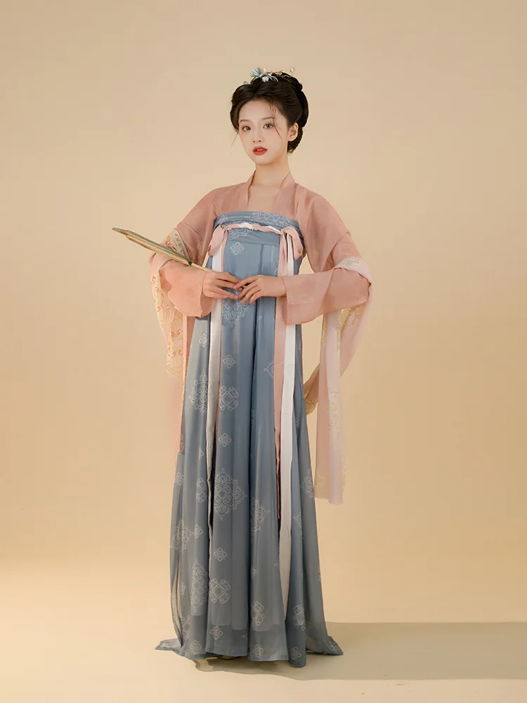 Hanfu Zelena Tradicionalnih Kitajskih Žensk Elegantno Stari Kostum Tang Dinastije Poletje 3 Kos Set Šifon Vsakodnevno Rabo