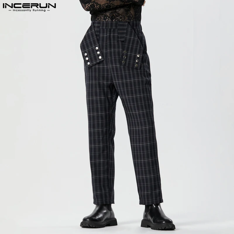 INCERUN 2023 Ameriški Stil Novo Mens Pantalons Karirasti Design Hlače Priložnostne Ulične Vse-tekmo Ozke Noge Dolge Hlače S-5XL