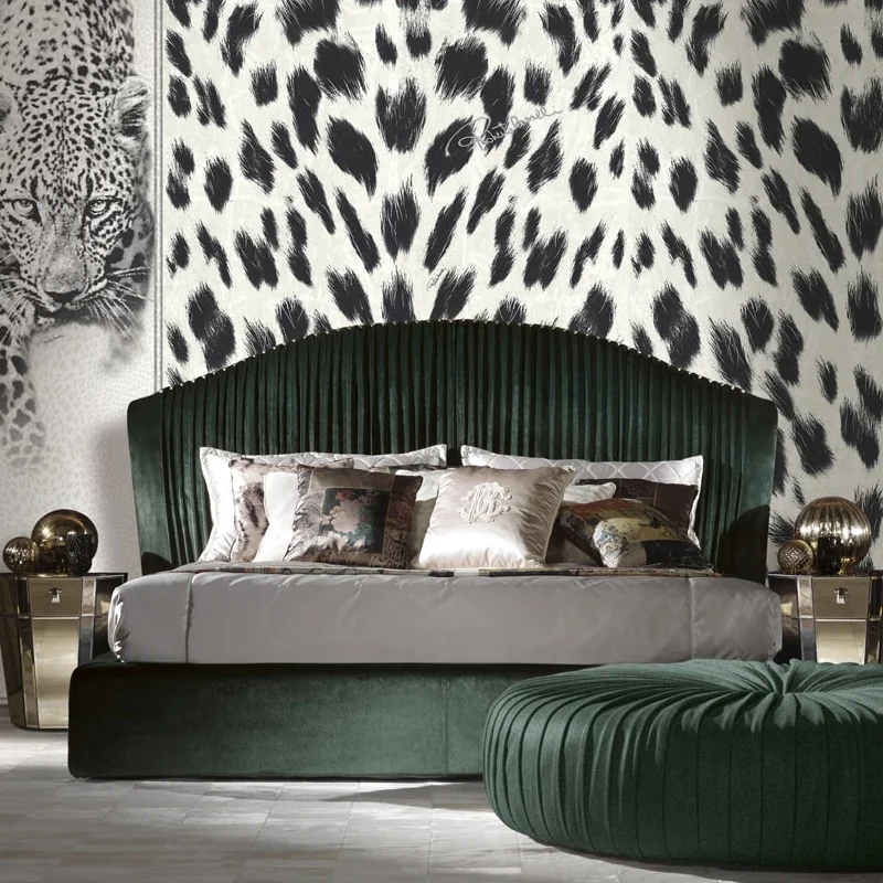 Italijanski oblikovalec posteljo italijansko usnje posteljo Svetlobno razkošje sodobne spalnico high-end luksuzne vile posteljo široki tla postelja