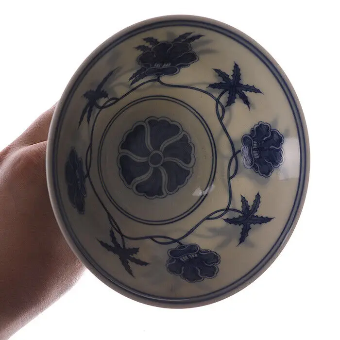 Kitajski Ming Chenghua Modre in Bele Porcelanaste Okra Vzorec Visoko-foor Skledo 5.51