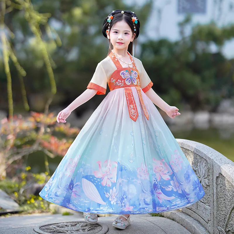 Kitajski Slog Dekleta Ples Obleko Otrok Karneval Pravljice, Cosplay Noša Starih Modri Metulj Vezenje Hanfu