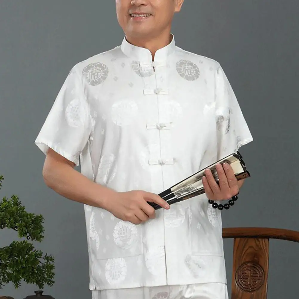 Kitajski Zmaj Vzorec Retro Tang bo Ustrezala Kung Fu Tai Chi Oblačila za Moške Hanfu Fu Cheongsam s Pocket Majica Dno Majica