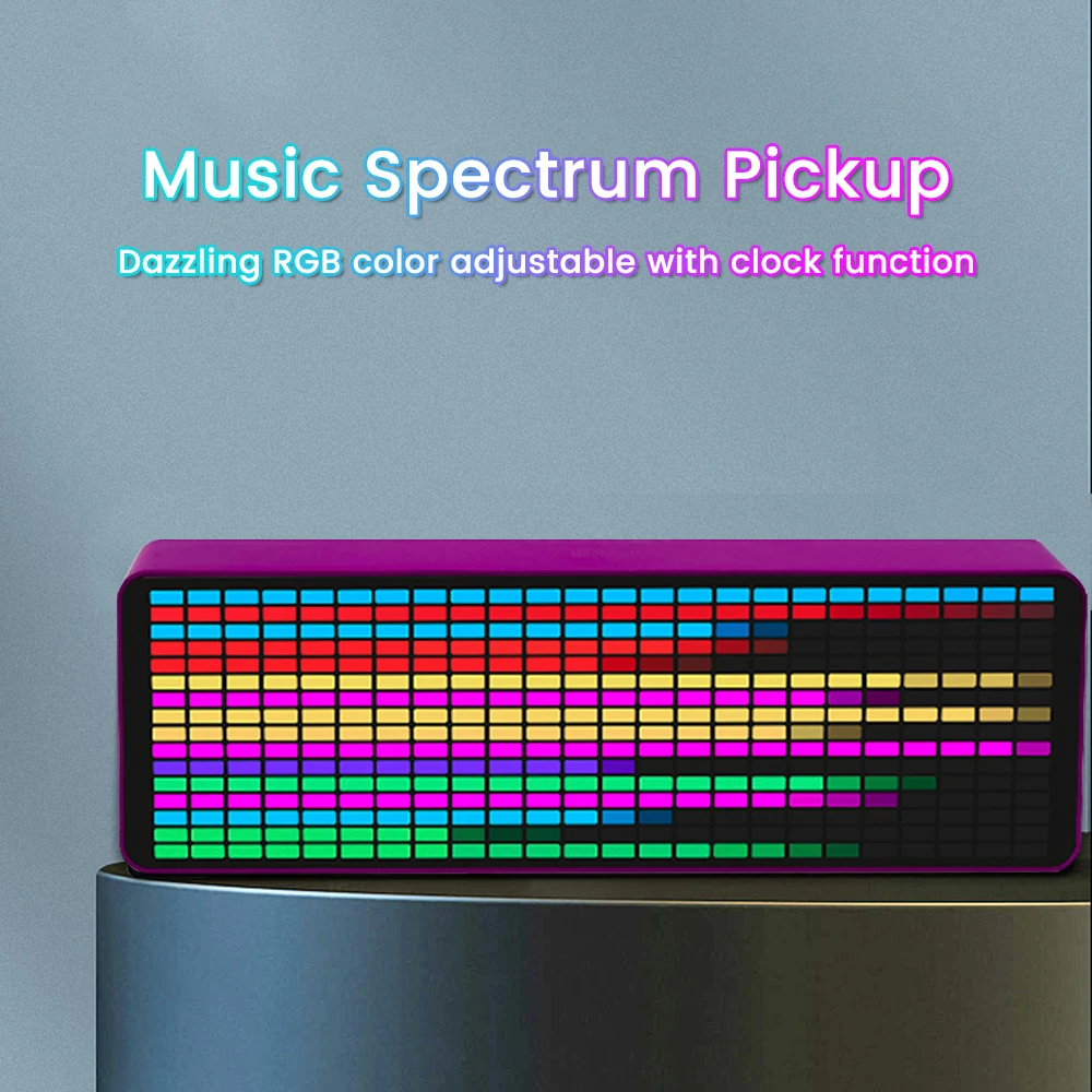 LED Glasbeni Spekter Zaslon RGB Svetlobe Barvit Spekter Pickup Vzdušje Svetilke Elektronska Ura Glasovni Nadzor Nivoja polnjenja USB