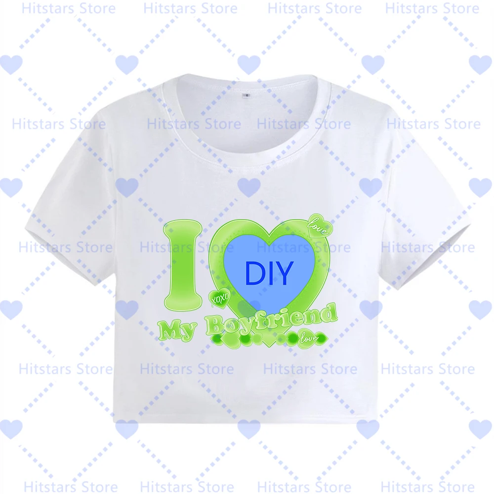 Ljubim Moj Fant Punco Prilagodite Sliko Tshirt DIY PRILAGODITE Print Crop Tops po Meri Grafični Žensk Darilo Y2K Baby Tees