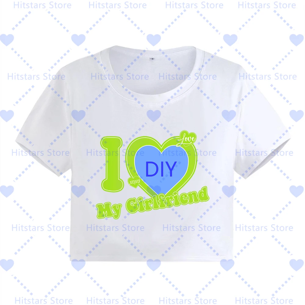 Ljubim Moj Fant Punco Prilagodite Sliko Tshirt DIY PRILAGODITE Print Crop Tops po Meri Grafični Žensk Darilo Y2K Baby Tees