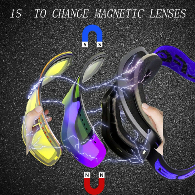 Magnetni Smučarska Očala Dvojno plast Anti-fog Velike Valjaste Smučanje Oprema Očala Kartico Kratkovidnost Stekla Snowboard Oprema
