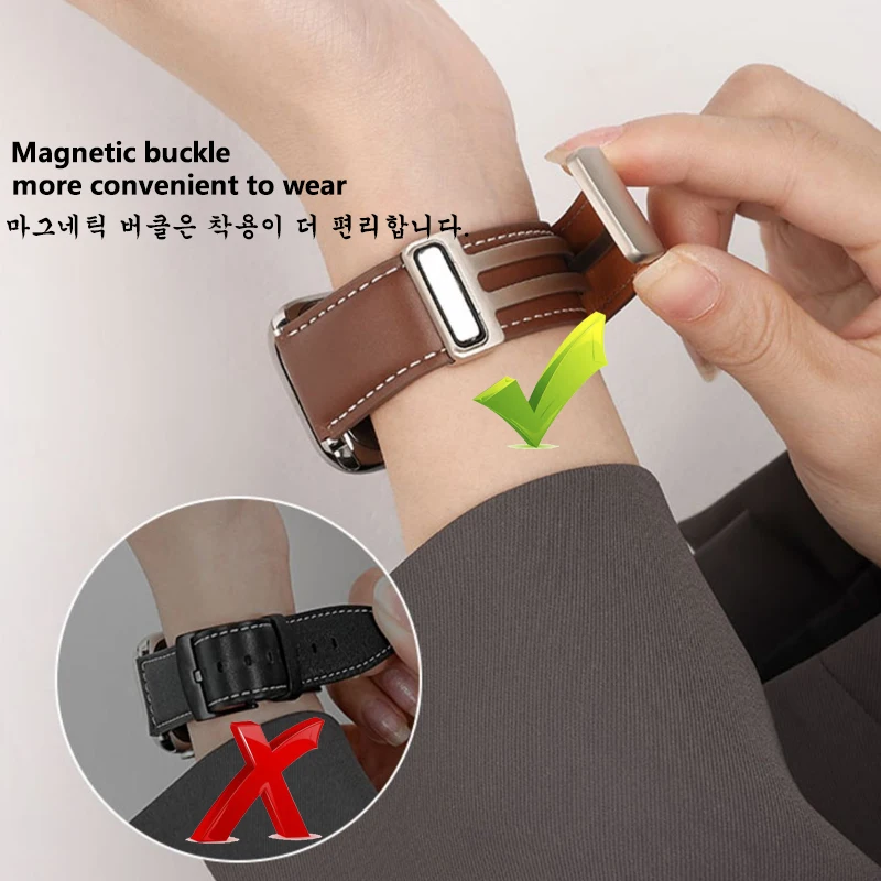 Magnetno sponko Pasu Za Apple Watch Ultra Band 49 mm 45 mm 44 iwatch serije 8 7 6 5 4 3 se 41mm 40 mm Pravega Usnja Zapestnica