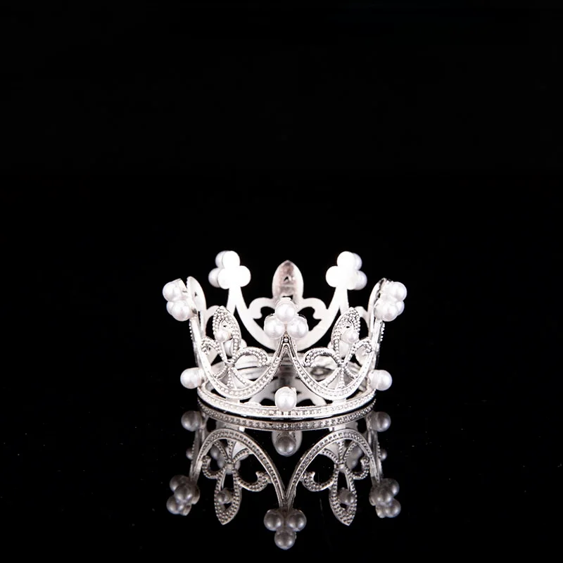 Mini Krono Torto Dekoracijo Princesa Pokrivalo Pearl Tiara Otrok Lase Okraski za Poroko, Rojstni dan Torta Dekoracijo