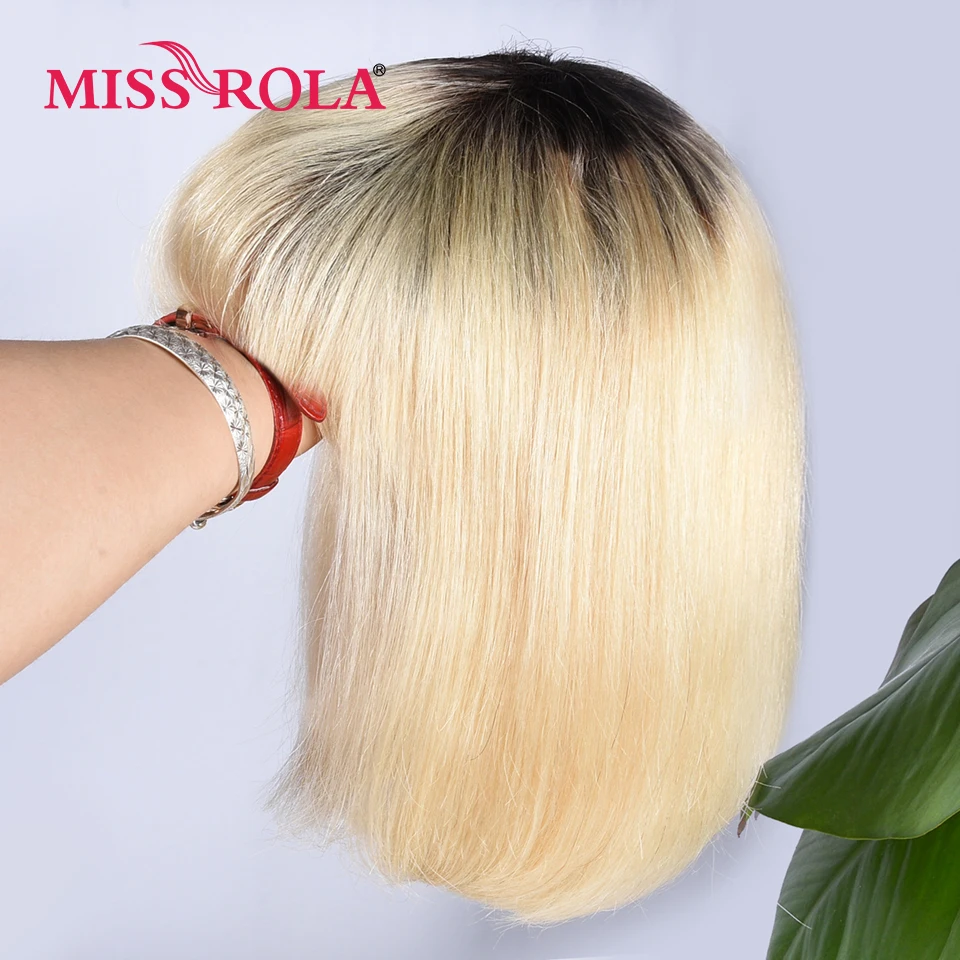 Miss Rola Blond 613# Kratek Bob Človeških Las Lasulje Celotno Stroj, Ki Naravnost Bob Lasuljo Z Šiška 180% Gostoto Brazilski Remy Ombre