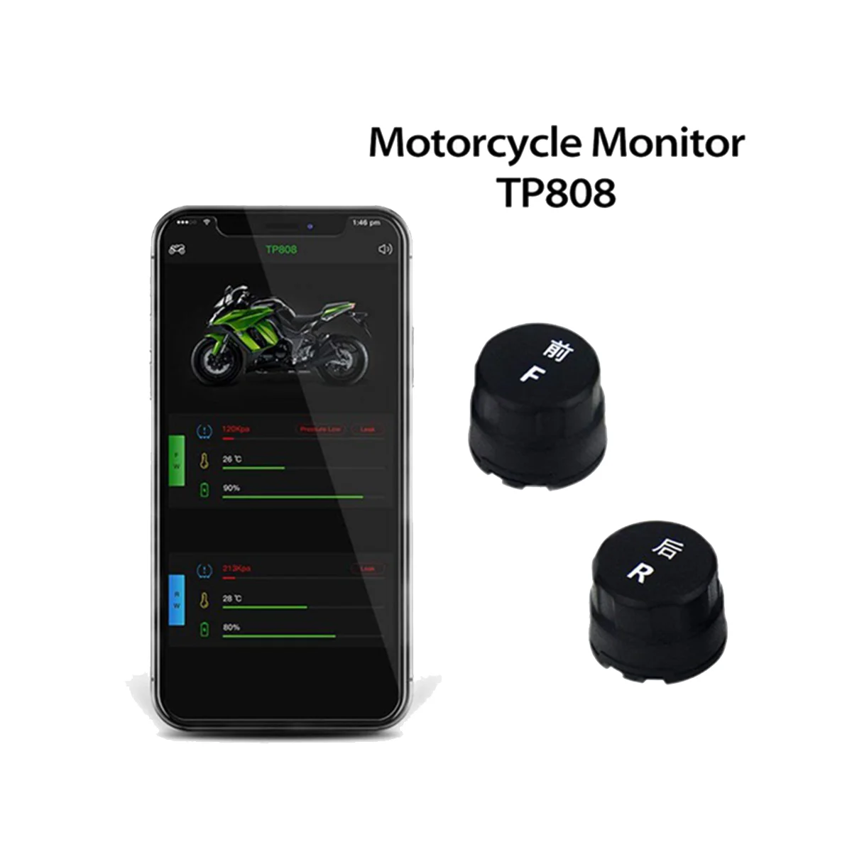 Motorno Kolo Tlaka V Pnevmatikah Monitor Zunanji Mobilni Telefon Bluetooth Brezžične Aplikacije Lokomotiva Odkrivanje Splošno Opozorilo