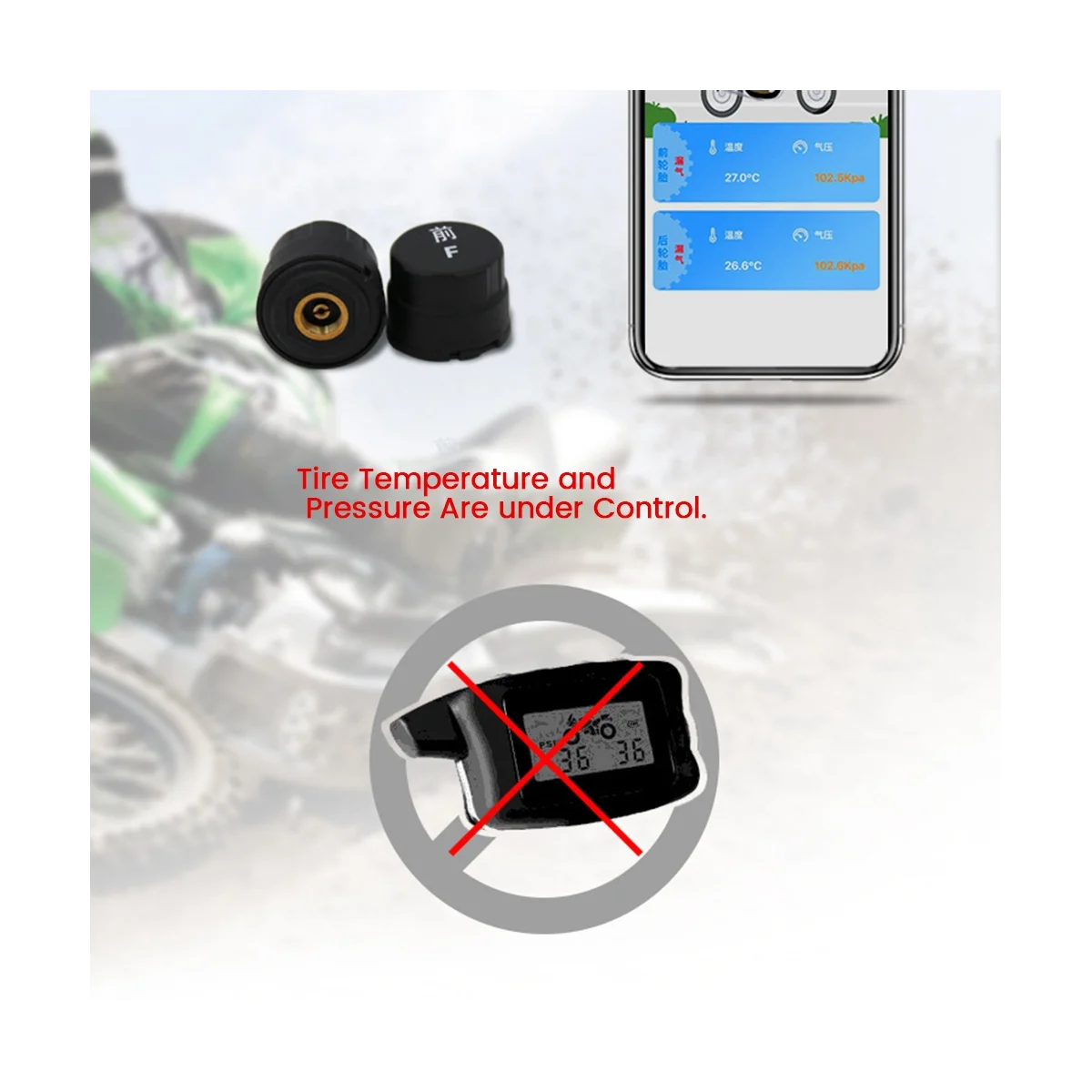 Motorno Kolo Tlaka V Pnevmatikah Monitor Zunanji Mobilni Telefon Bluetooth Brezžične Aplikacije Lokomotiva Odkrivanje Splošno Opozorilo