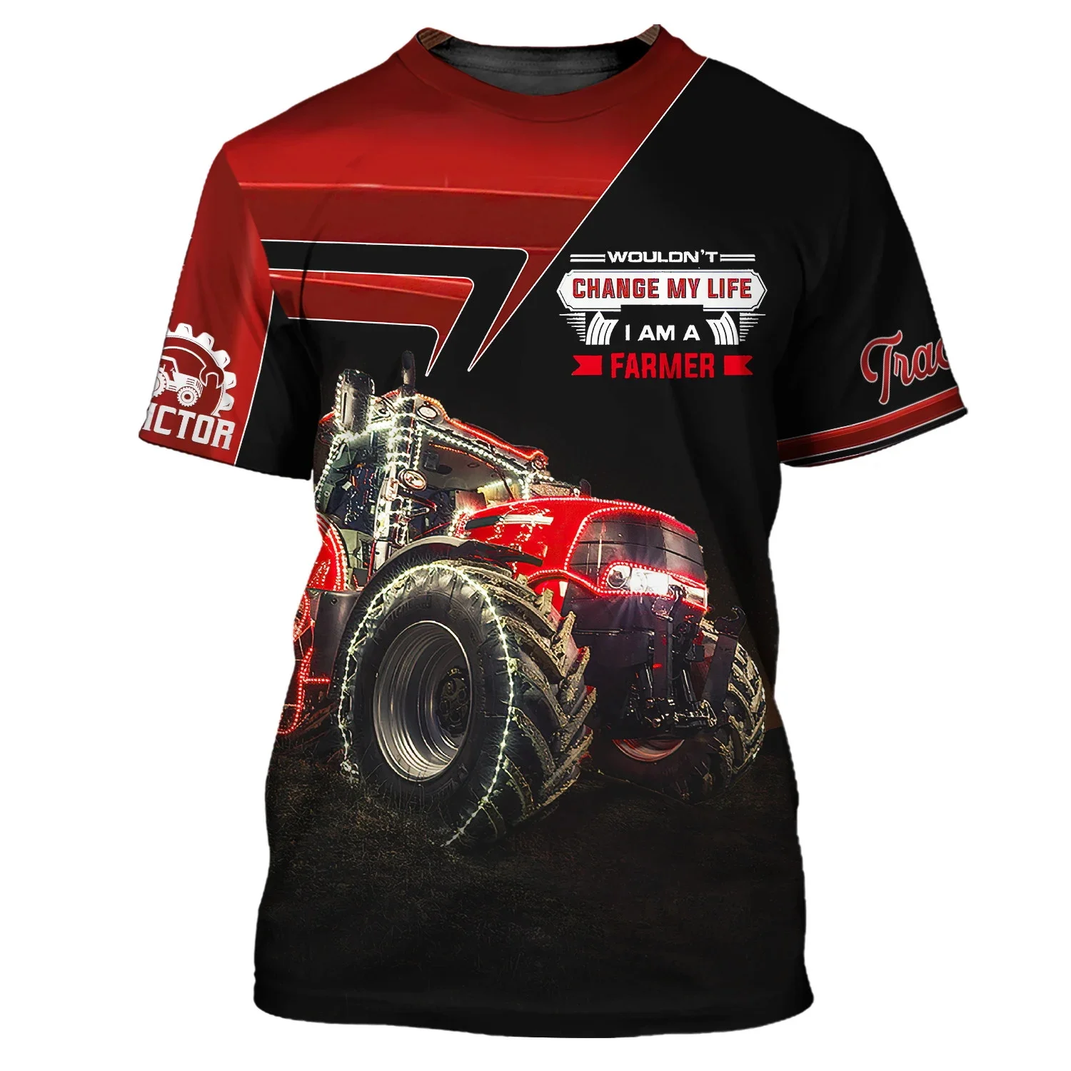 Moške Poletne Traktor 3d Natisnjeni Vzorec Priložnostne In Udobno Prevelik Kratkimi Rokavi Pulover Moda Street O-Vratu T-Shirt