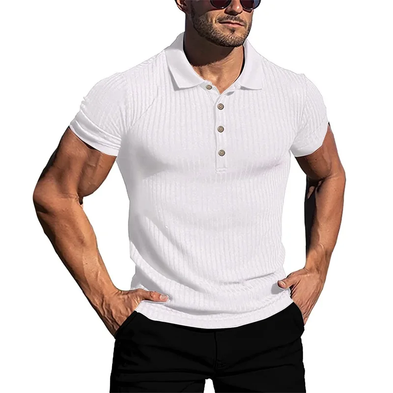 Moški s Golf Priložnostne Majice Kratek Rokav Belovrati Vrhovi Barva Slim Fit Dela Atletske Uspešnosti Majice