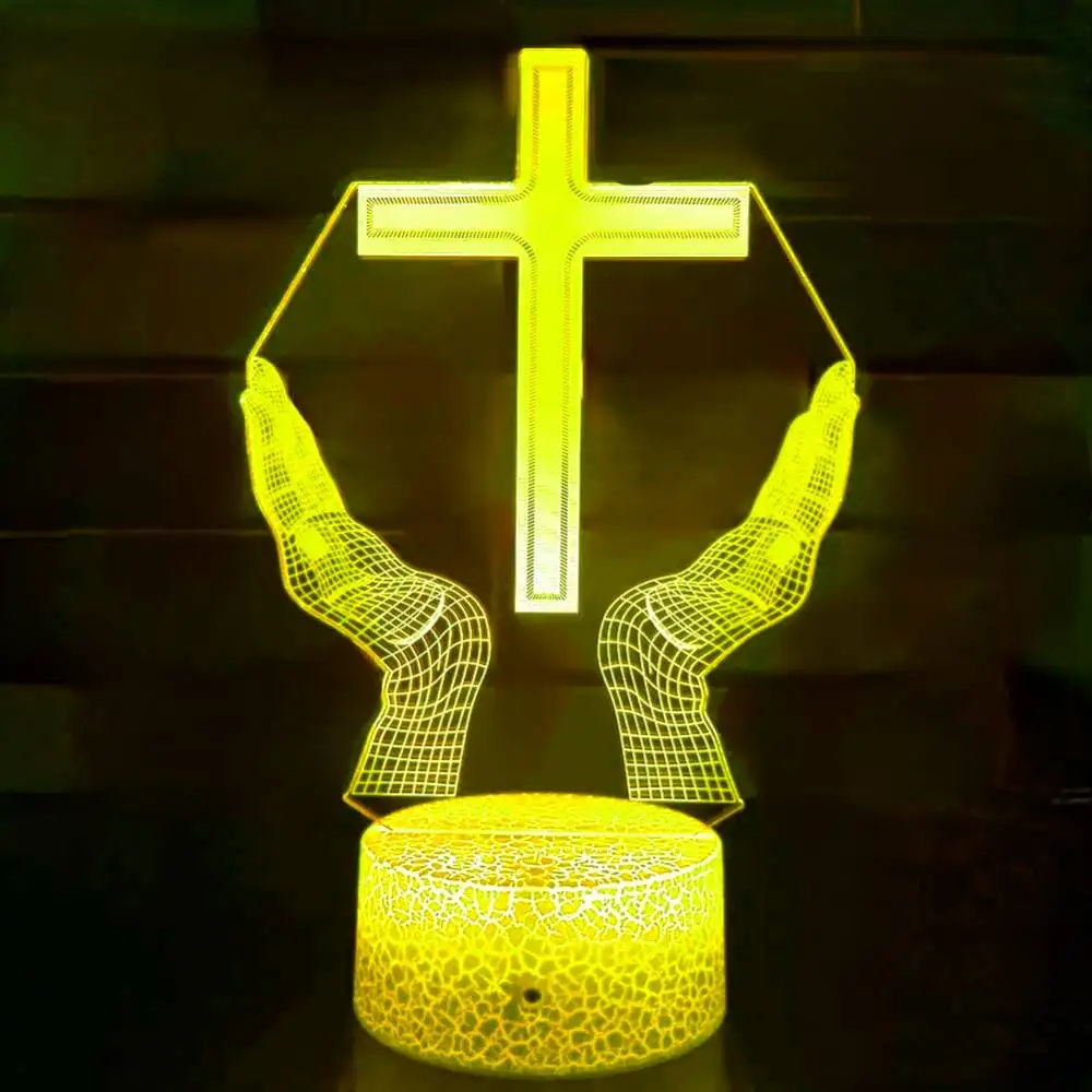 Nighdn Jezus Križ 3D Noč Luč za Spalnice Nočna Lučka za Otroke Božič Velikonočna Darila Sobi Doma Dekor Tabela Nočna Lučka