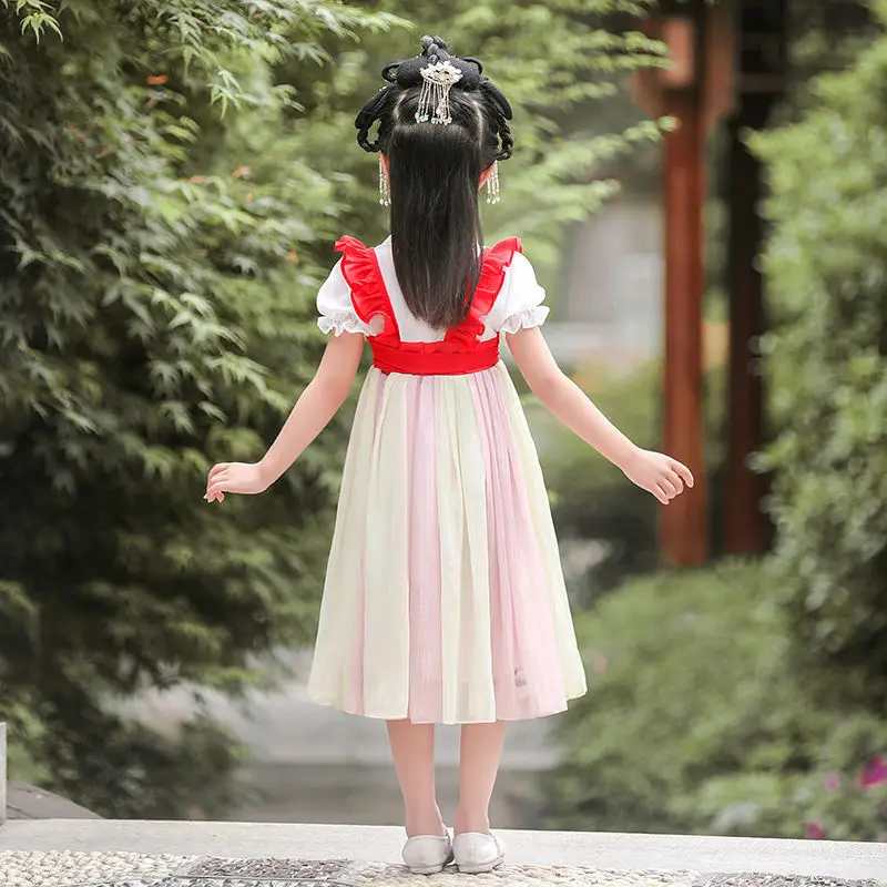 Novi Kitajski Slog Retro Rdeča Dekleta Hanfu Obleko Puhasto Pravljice Sladko Lep Stranka Večera Princesa Krilo Uspešnosti Vestido Oblačila