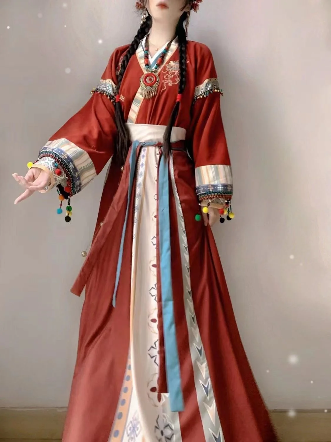 Novo Han Kitajskih Oblačil 3Pcs Nastavite Odraslih Kitajski Slog Tradicionalnih Žensko Obleko Pravljice, Cosplay Kostum Rdeče Hanfu Za Ženske Krila