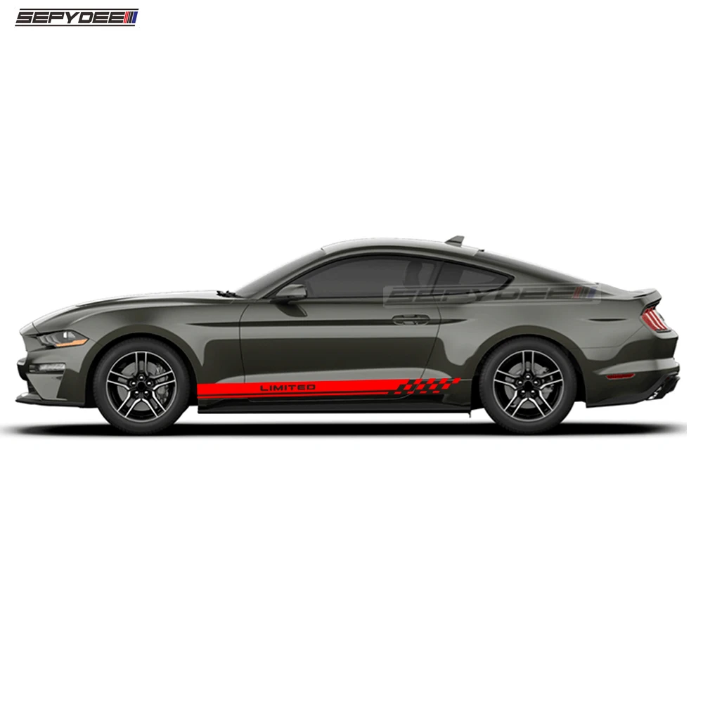 Omejena Izdaja Vrata Avtomobila Strani Proge Krilo Nalepke za Ford Mustang Auto Telo Karirasti Grafike Vinilne Nalepke Avto Dodatki