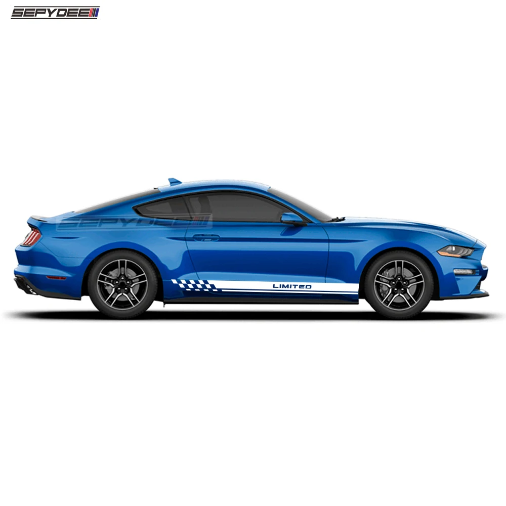 Omejena Izdaja Vrata Avtomobila Strani Proge Krilo Nalepke za Ford Mustang Auto Telo Karirasti Grafike Vinilne Nalepke Avto Dodatki