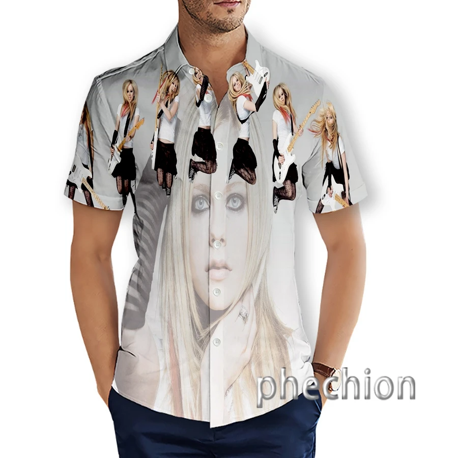 Phechion Nova Moda za Moške Avril Lavigne 3D Tiskanja Hwaiian Kratek Rokav Plaži Srajce T09