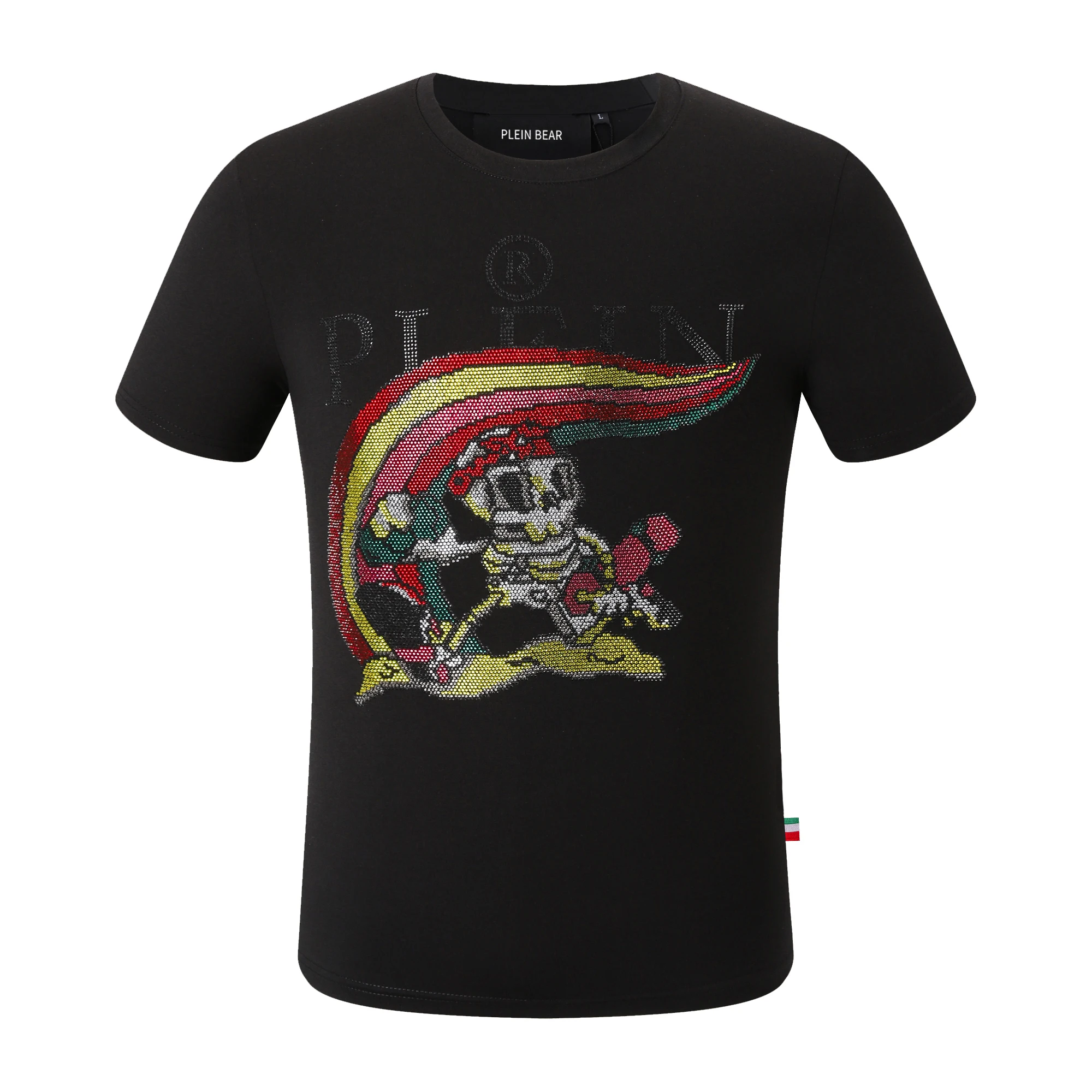 PLEIN NOSI Moške JERSEY T-SHIRT IKONA Klasičnih T-shirt z Crystal Skull 100% Bombaža T-srajce Moške Vrhovi Udobno Tees 1089